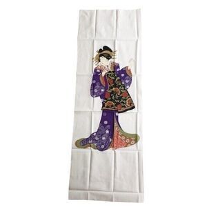 Furoshiki Japanese Wrapping Cloth Standing Geisha in Purple Kimono by Ukiyoe